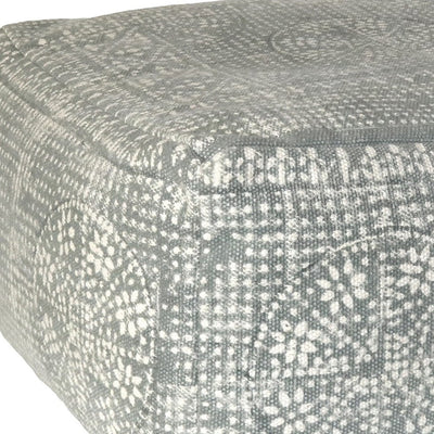 Light Gray Patterned Rectangle Pouf - Ottomans