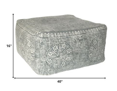 Light Gray Patterned Rectangle Pouf - Ottomans