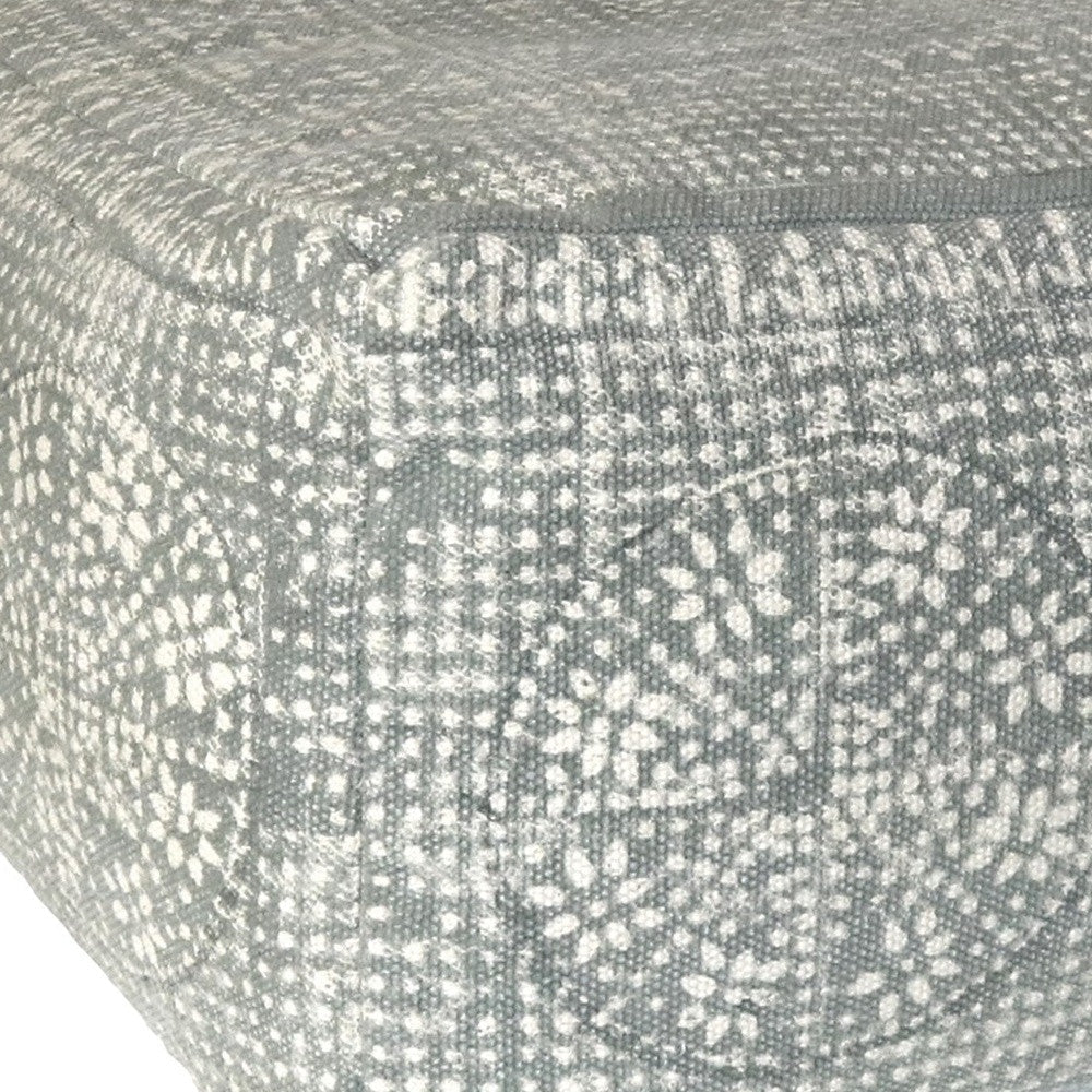 Light Gray Patterned Rectangle Pouf - Ottomans