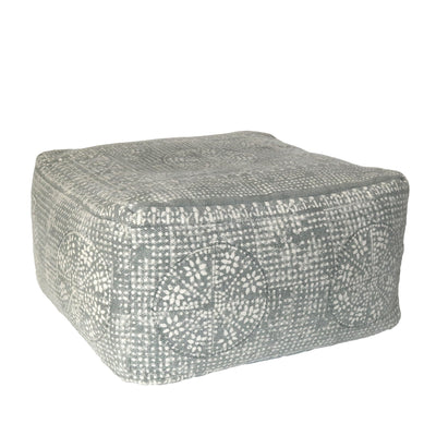 Light Gray Patterned Rectangle Pouf - Ottomans