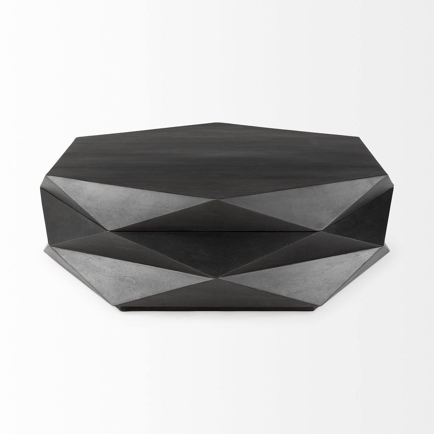 Mod Geometric Black Solid Wood Coffee Table - Coffee Tables