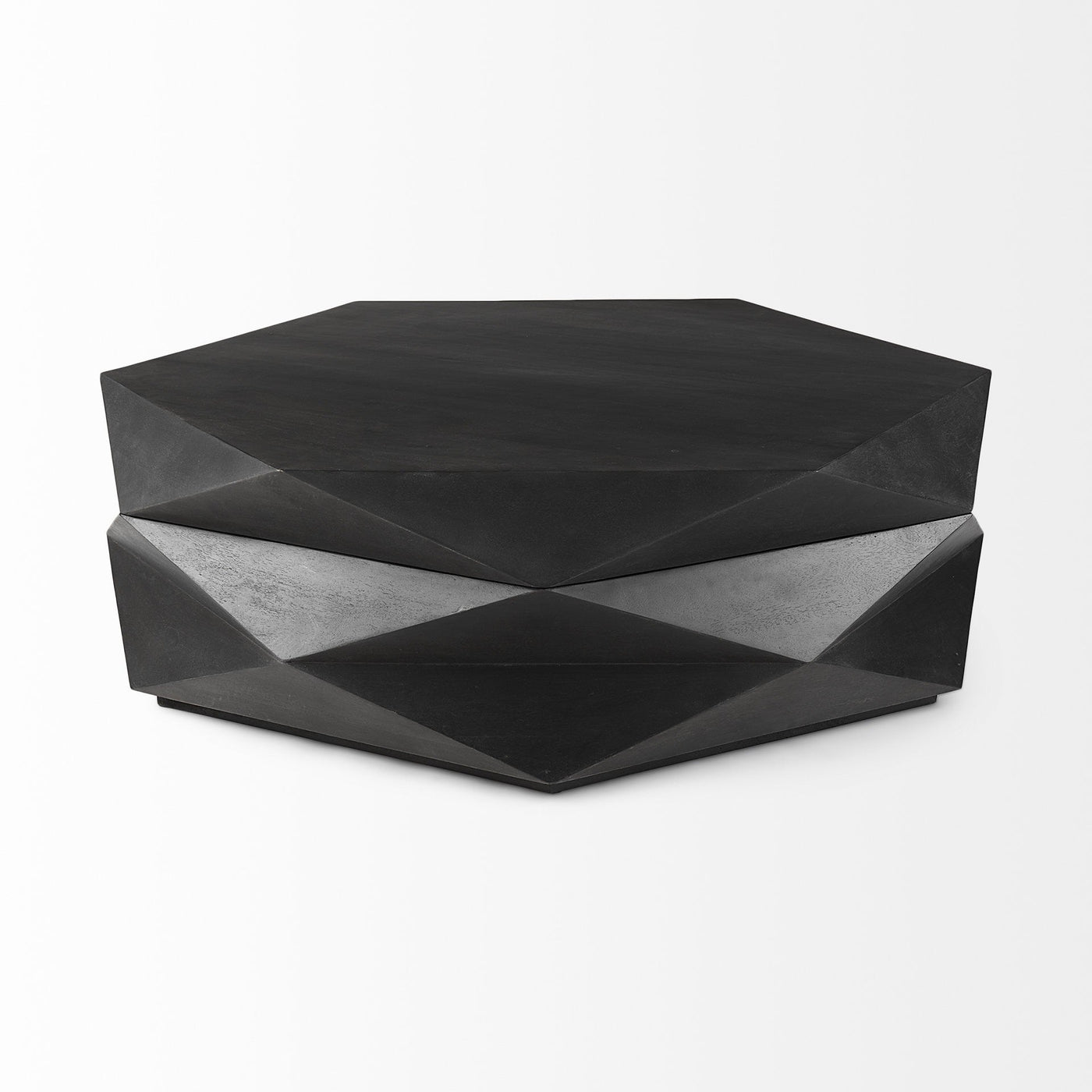 Mod Geometric Black Solid Wood Coffee Table - Coffee Tables