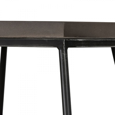 Modern Gray Concrete and Black Metal Hexagonal End Table - End-Side Tables