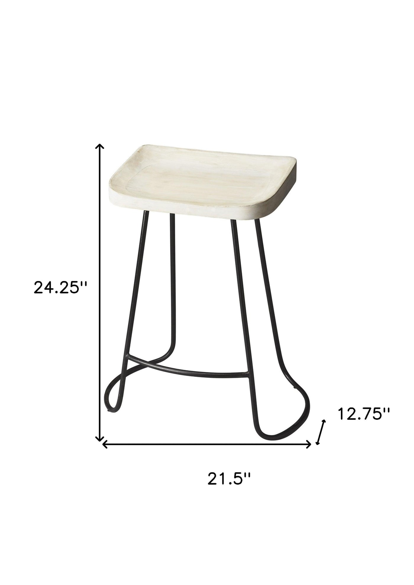 ’ Off White And Black Iron Backless Counter Height Bar Chair - Bar Chairs