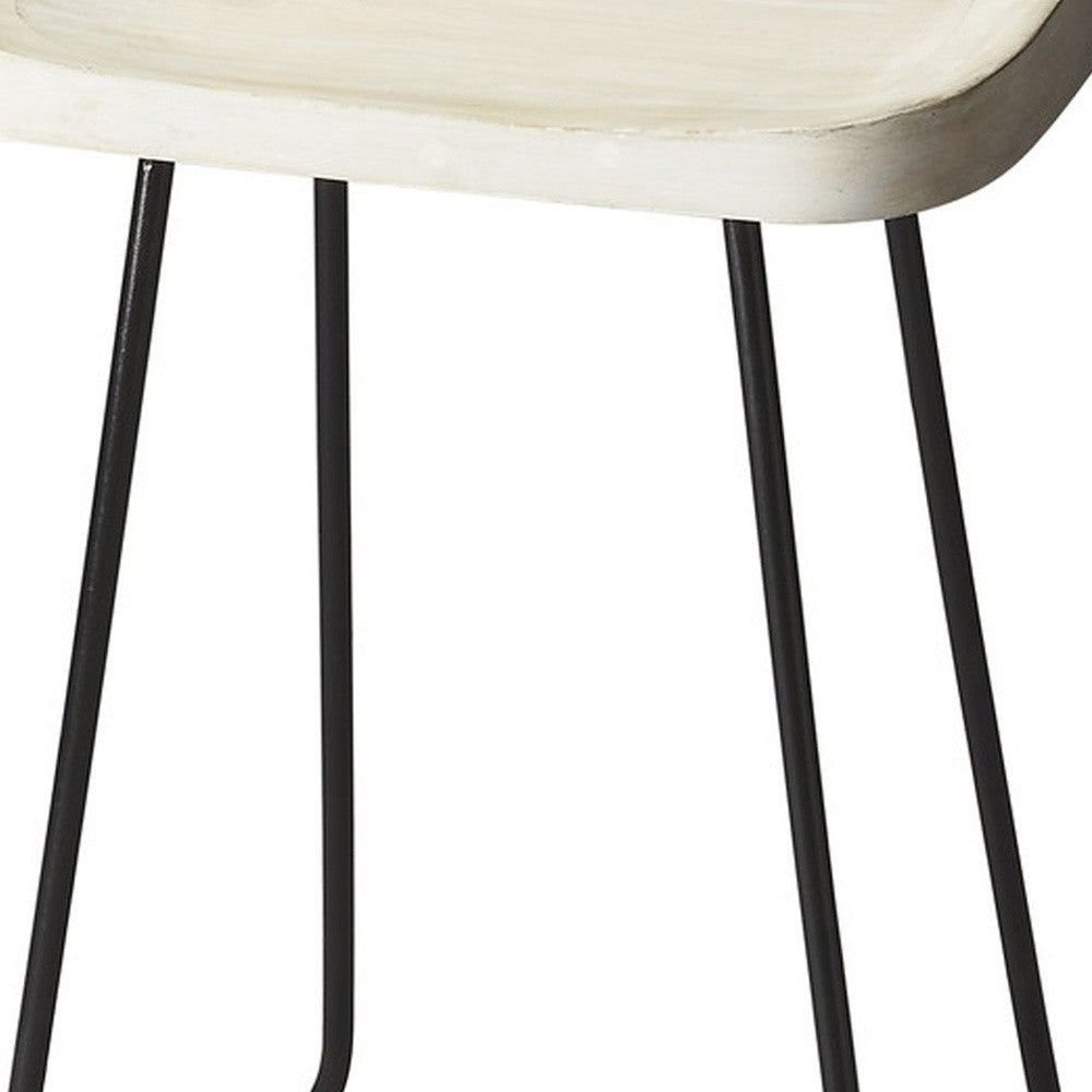 ’ Off White And Black Iron Backless Counter Height Bar Chair - Bar Chairs