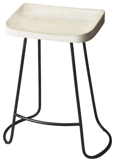’ Off White And Black Iron Backless Counter Height Bar Chair - Bar Chairs