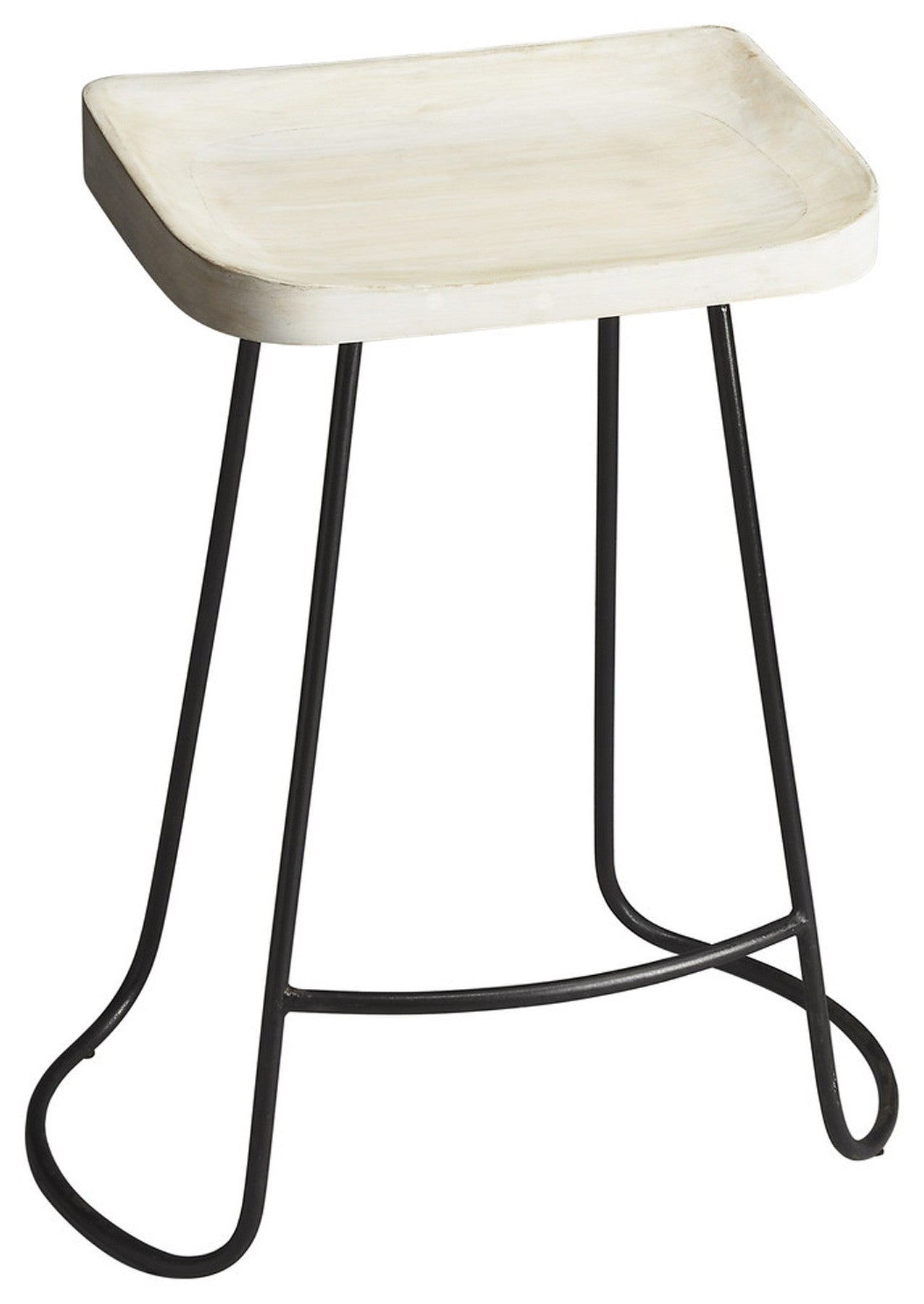 ’ Off White And Black Iron Backless Counter Height Bar Chair - Bar Chairs