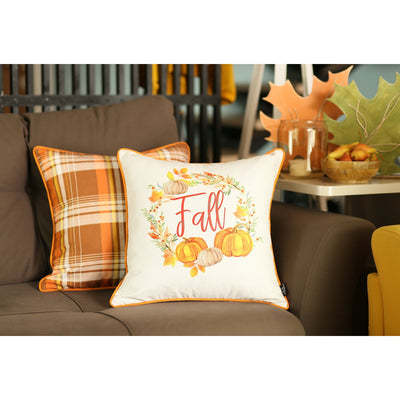 Set Of 2 18’ Fall Thanksgiving Pumpkin Throw Pillow Cover - Accent Throw Pillows