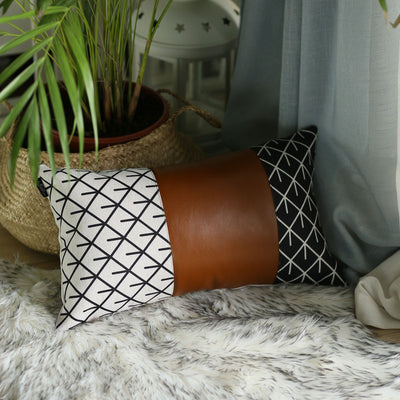 Set of 2 Brown Boho Geometric Throw Pillow Covers - Accent Throw Pillows