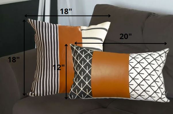 Set of 2 Brown Boho Geometric Throw Pillow Covers - Accent Throw Pillows