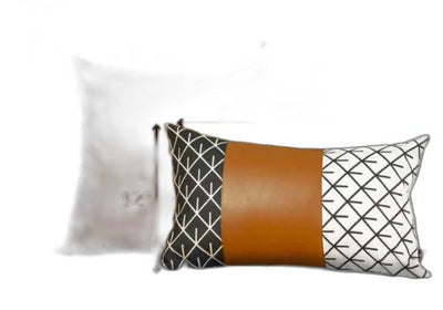 Set of 2 Rustic Brown Geometric Throw Pillow Covers - Accent Throw Pillows