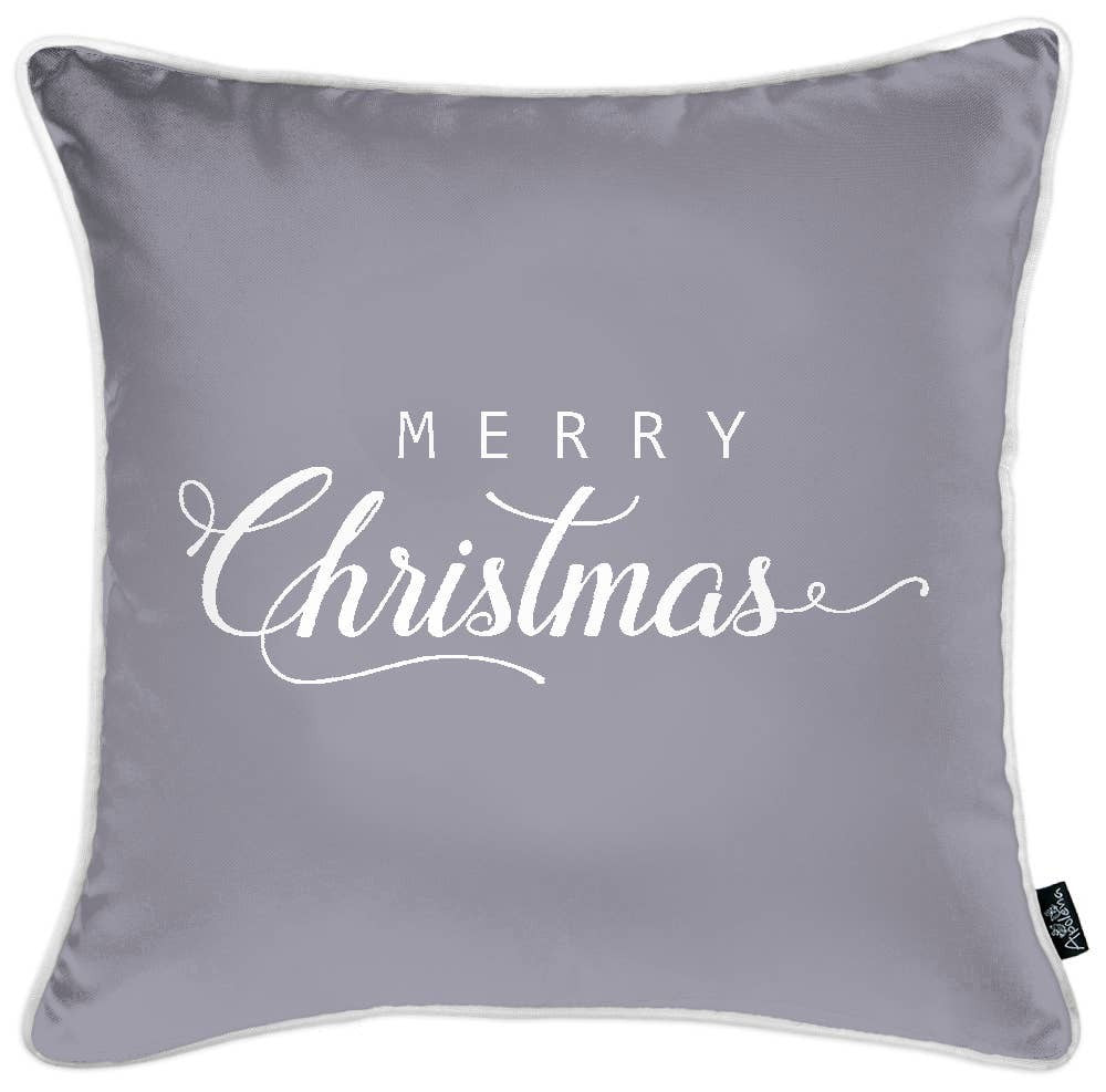 Set of Four Gray and White Christmas Snowflakes Throw Pillow - Accent Throw Pillows