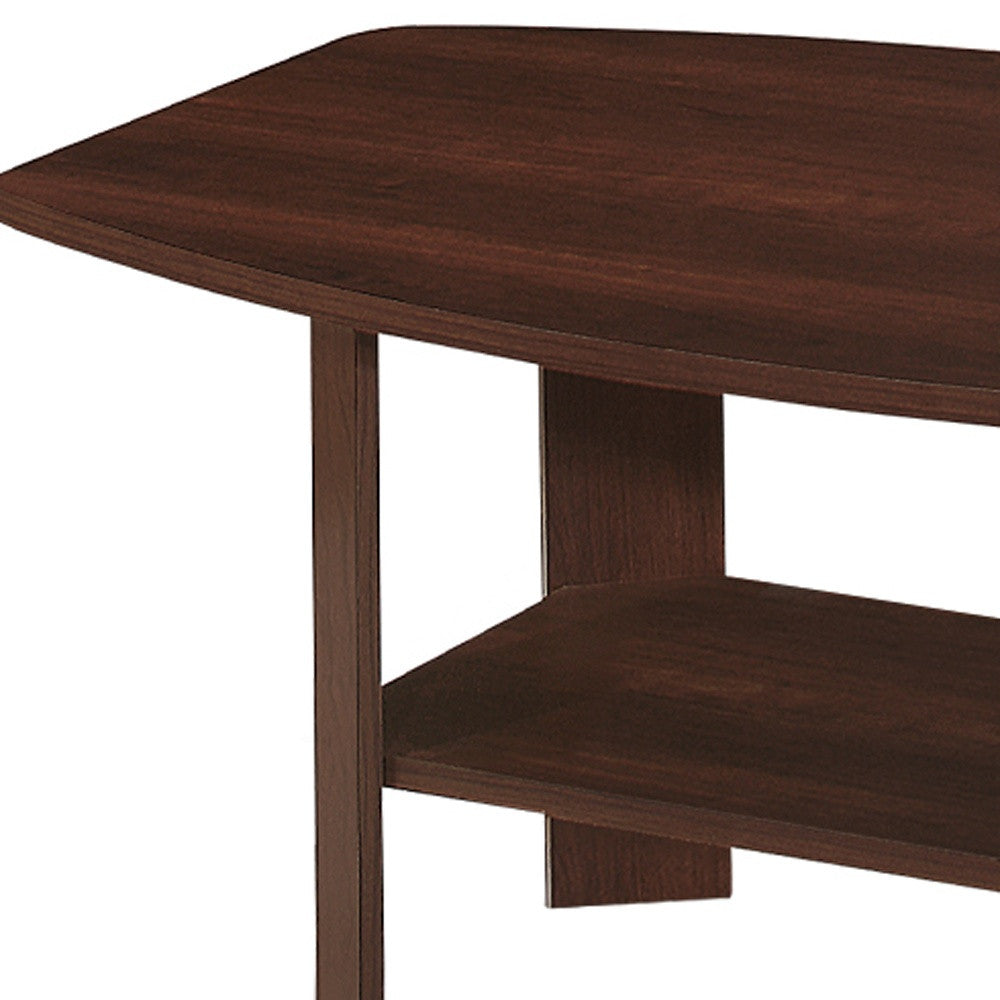Set of Three 36’ Dark Brown Coffee Table With Shelf - Coffee Tables