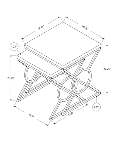 Set of Two 43’’ Silver And White Nested Tables - End-Side Tables