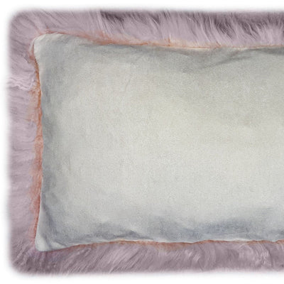 Set Of Two Blush Natural Sheepskin Lumbar Pillows - Accent Throw Pillows