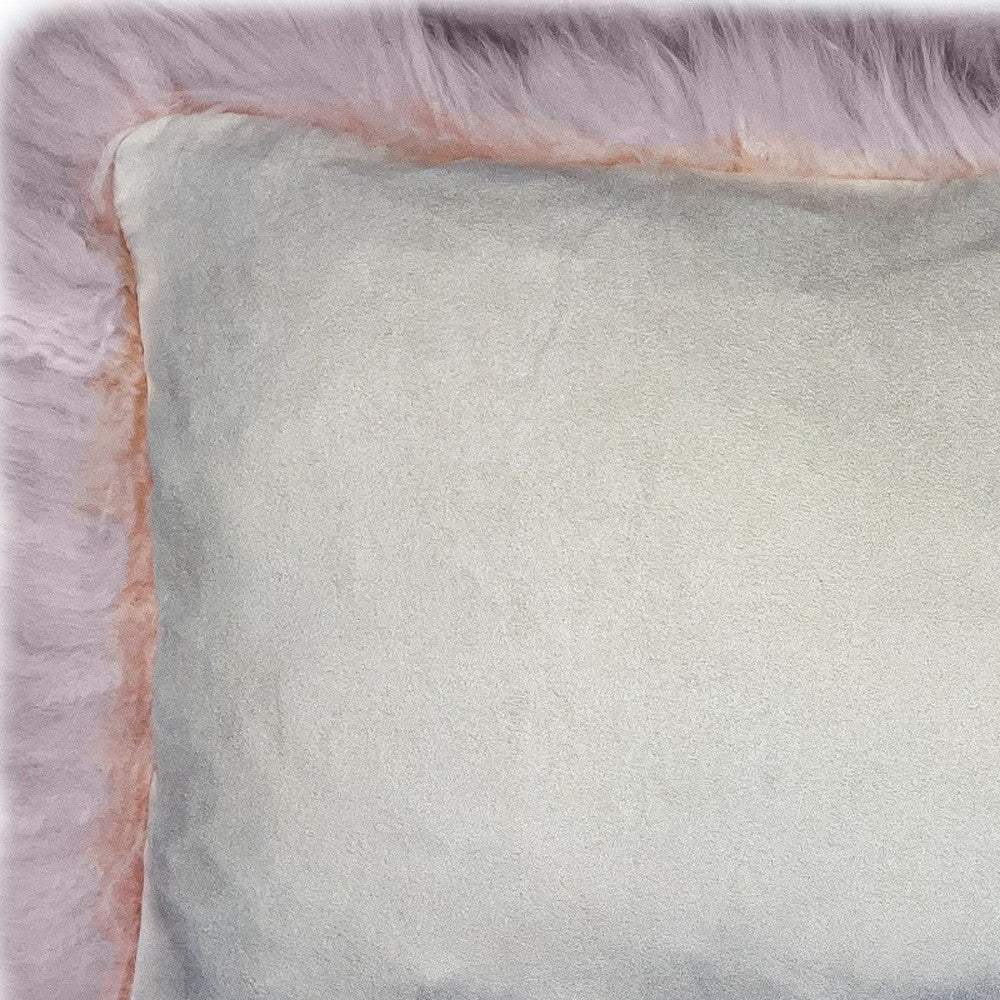 Set Of Two Blush Natural Sheepskin Lumbar Pillows - Accent Throw Pillows