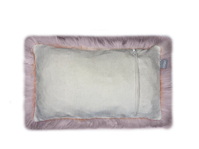 Set Of Two Blush Natural Sheepskin Lumbar Pillows - Accent Throw Pillows