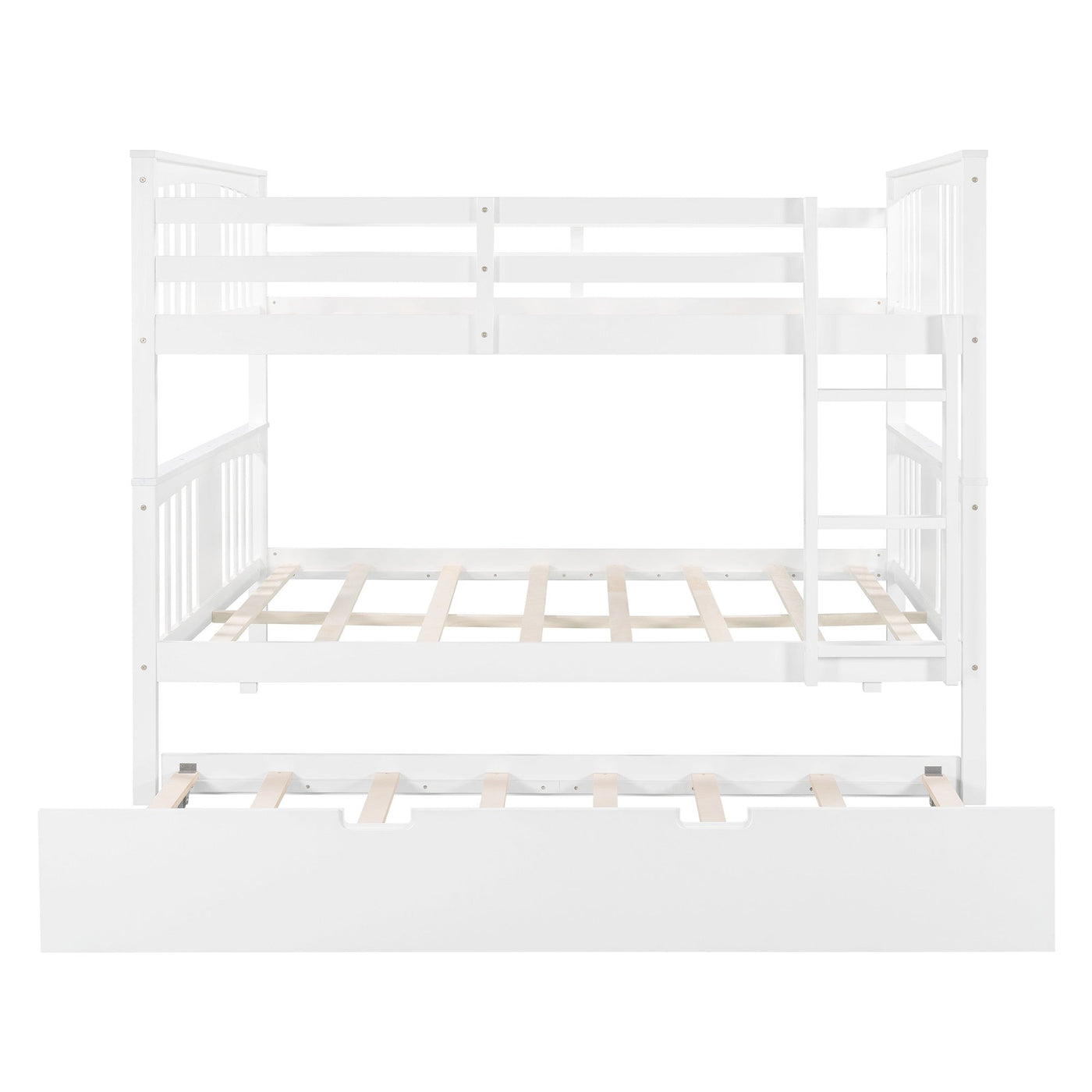 White Double Full Size Over Twin Trundle Bunk Bed - Bunk Beds