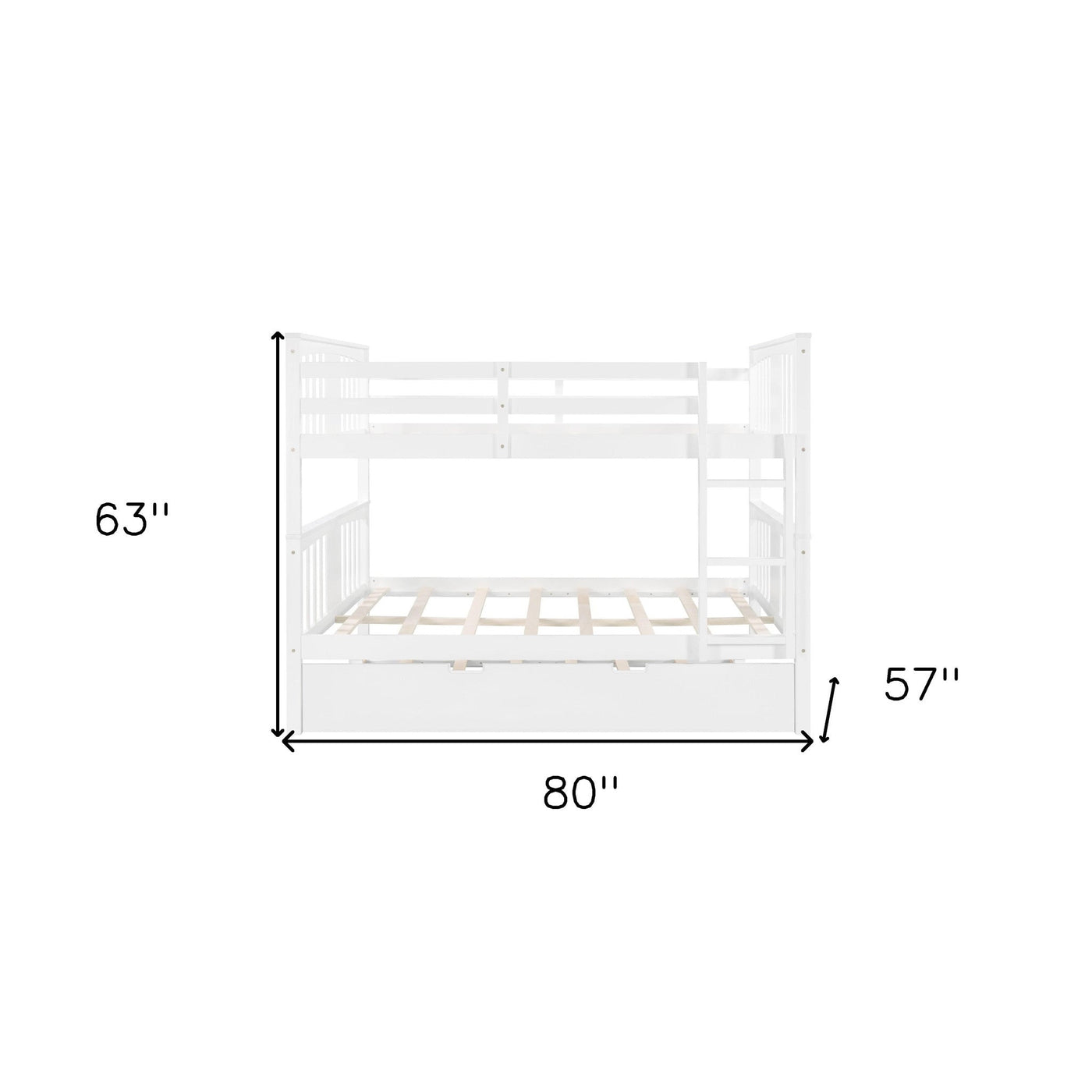 White Double Full Size Over Twin Trundle Bunk Bed - Bunk Beds