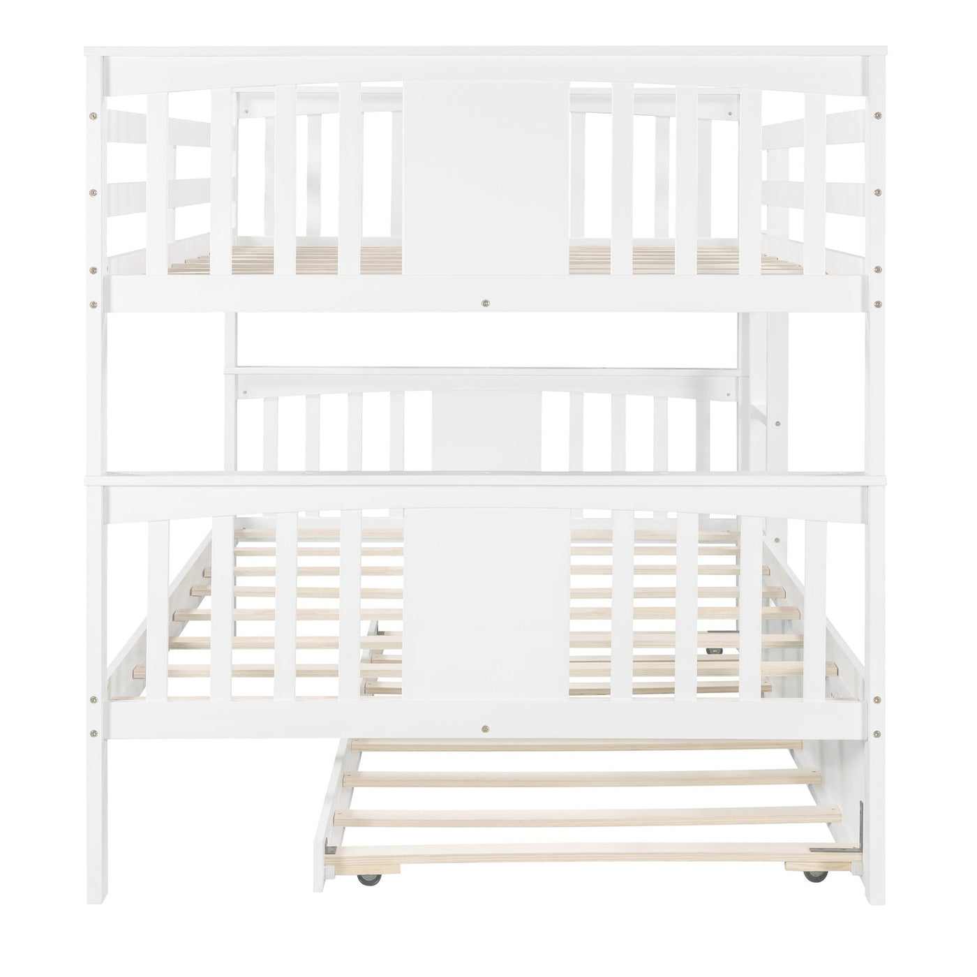 White Double Full Size Over Twin Trundle Bunk Bed - Bunk Beds