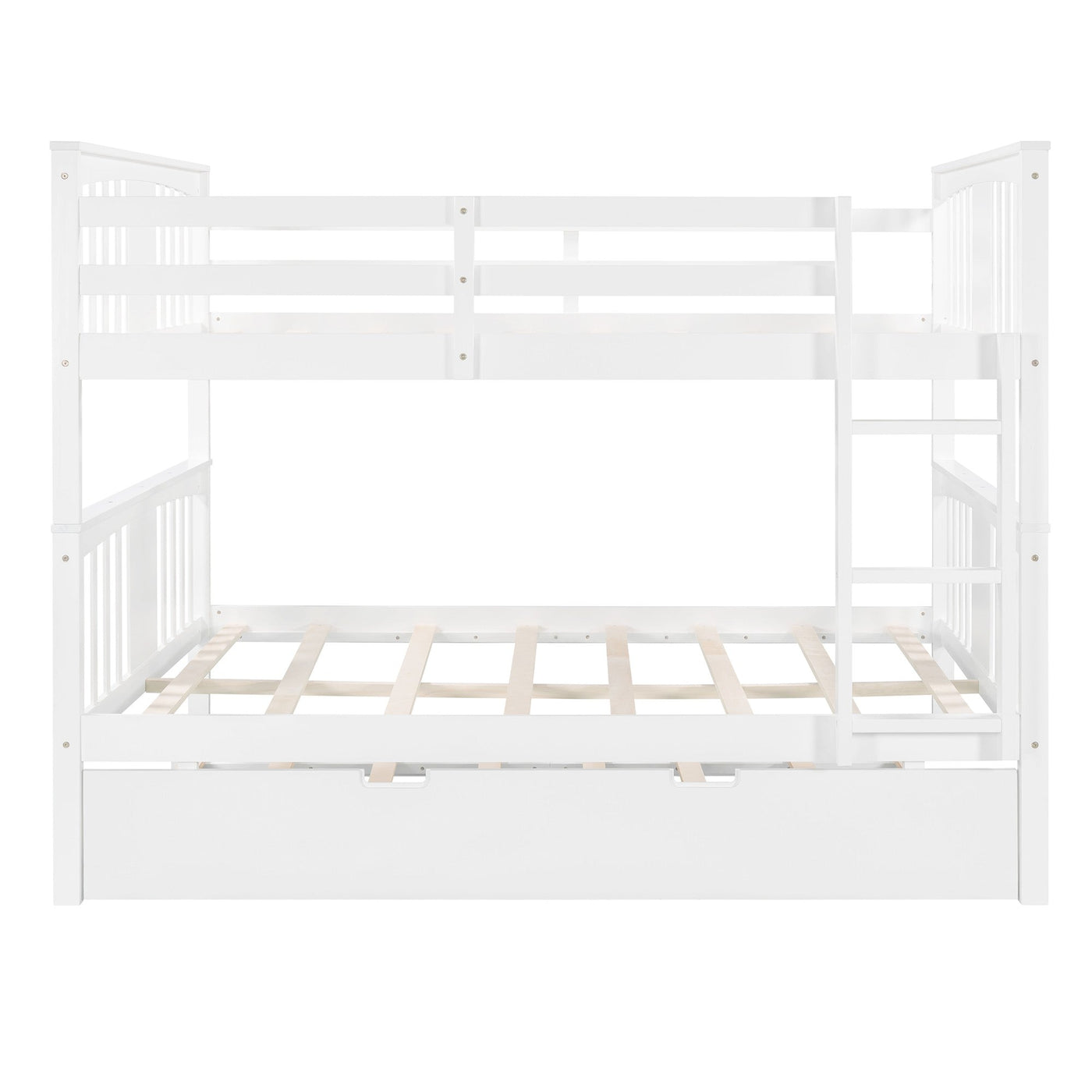 White Double Full Size Over Twin Trundle Bunk Bed - Bunk Beds