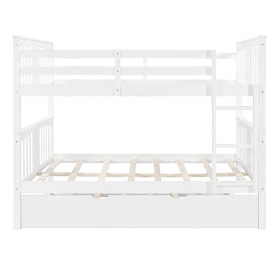 White Double Full Size Over Twin Trundle Bunk Bed - Bunk Beds