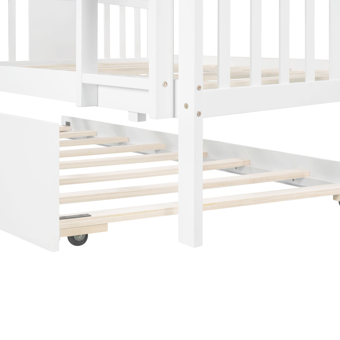 White Double Full Size Over Twin Trundle Bunk Bed - Bunk Beds