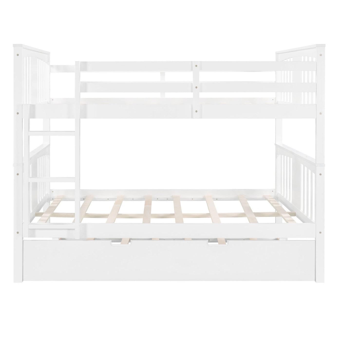 White Double Full Size Over Twin Trundle Bunk Bed - Bunk Beds