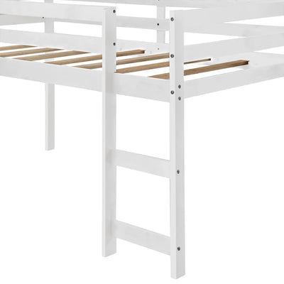 White Low Loft Bed With Slide - Loft Beds