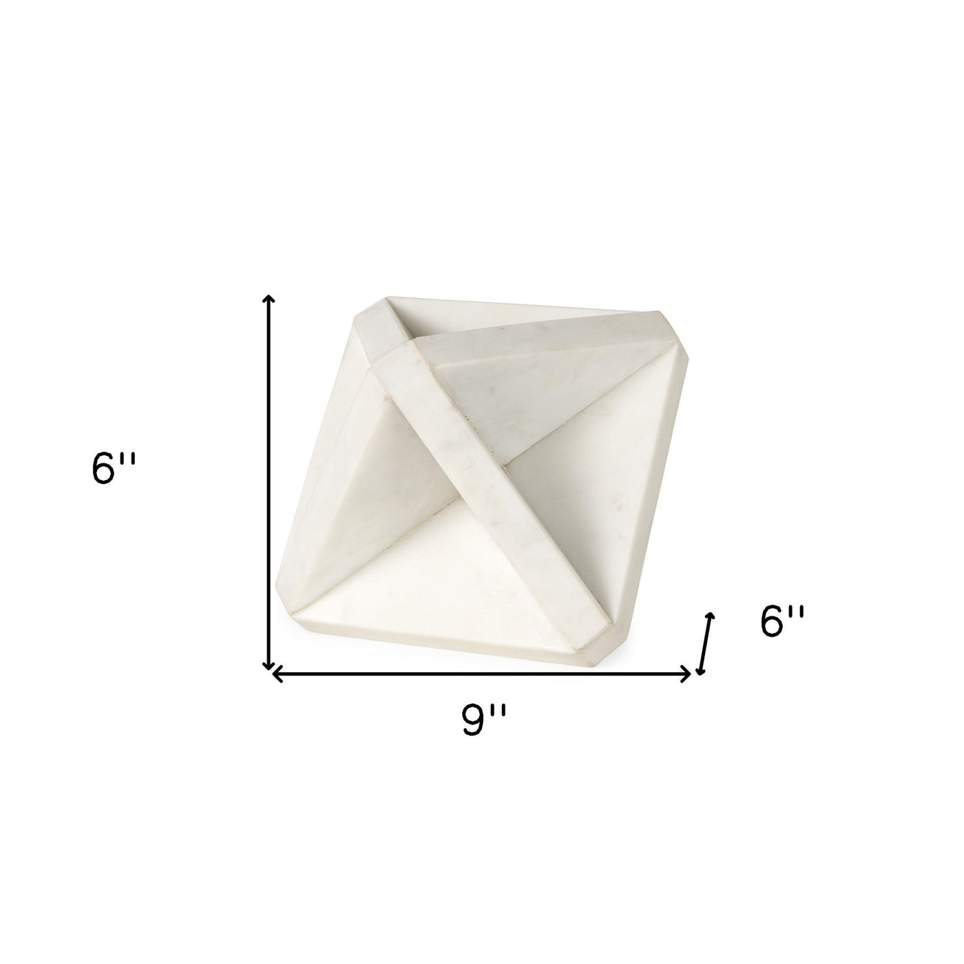 White Marble Geometric Square Sculpture - Sculptures