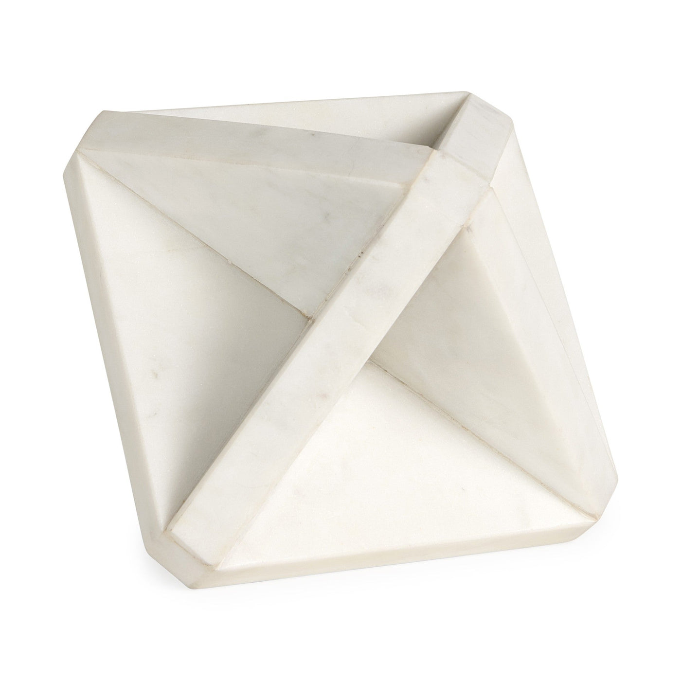 White Marble Geometric Square Sculpture - Sculptures