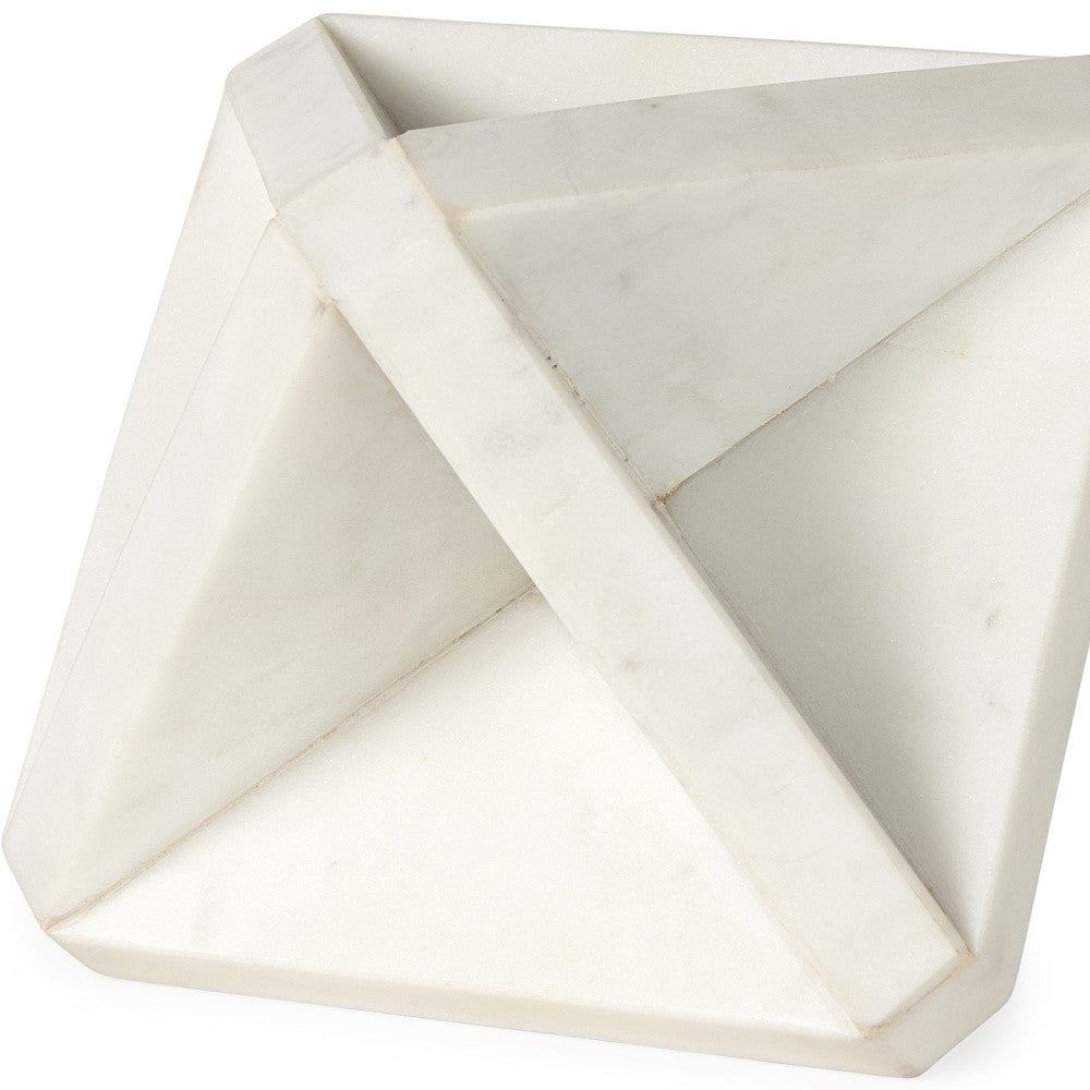 White Marble Geometric Square Sculpture - Sculptures