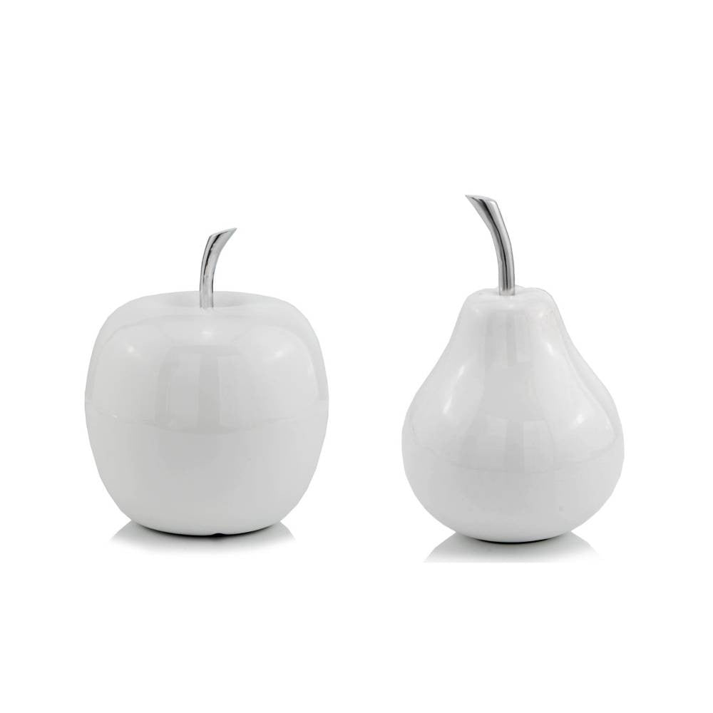 White Medium Pear Shaped Aluminum Accent Home Decor - Sculptures