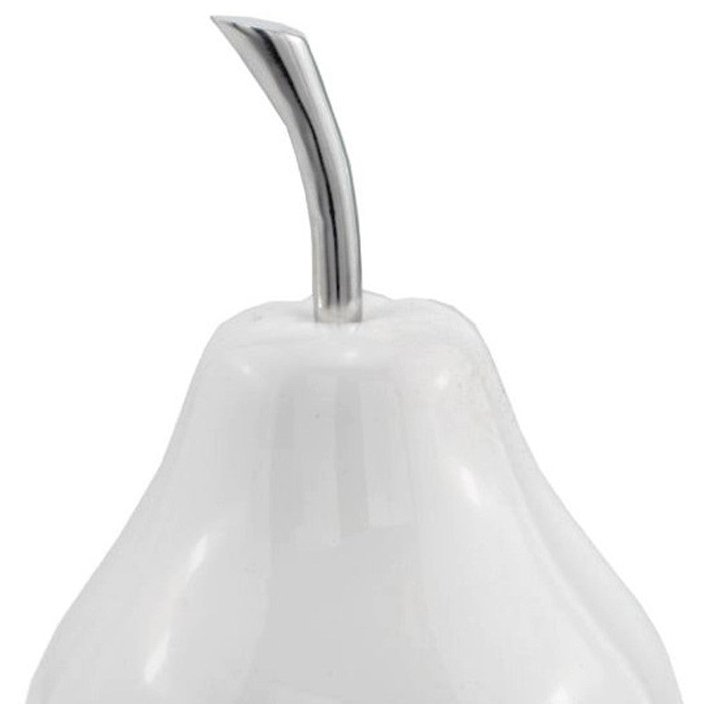 White Medium Pear Shaped Aluminum Accent Home Decor - Sculptures