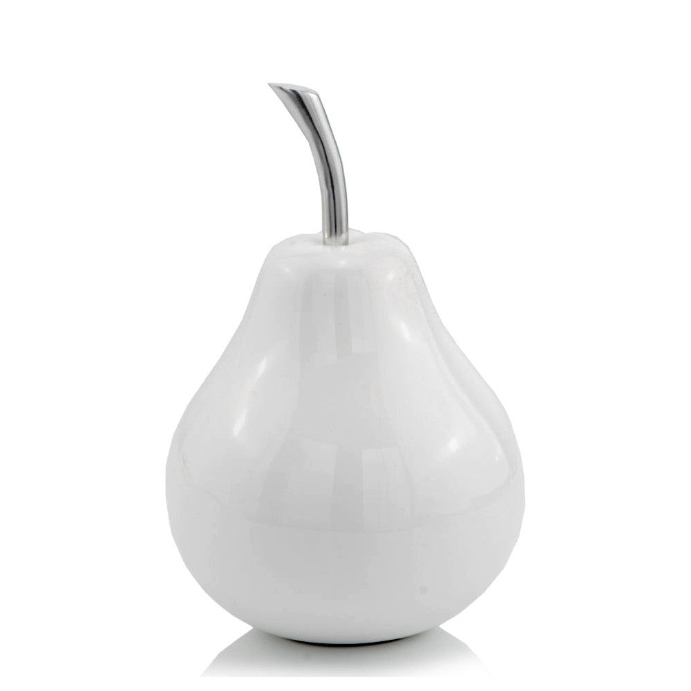 White Medium Pear Shaped Aluminum Accent Home Decor - Sculptures