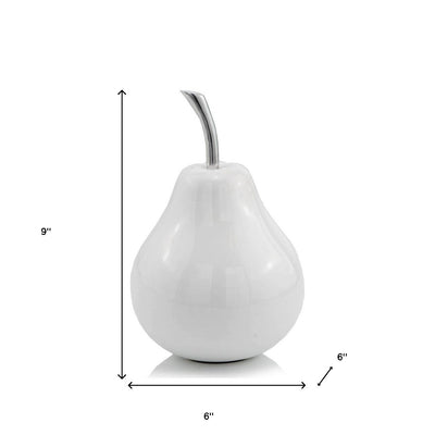 White Medium Pear Shaped Aluminum Accent Home Decor - Sculptures