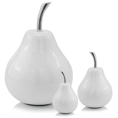 White Medium Pear Shaped Aluminum Accent Home Decor - Sculptures