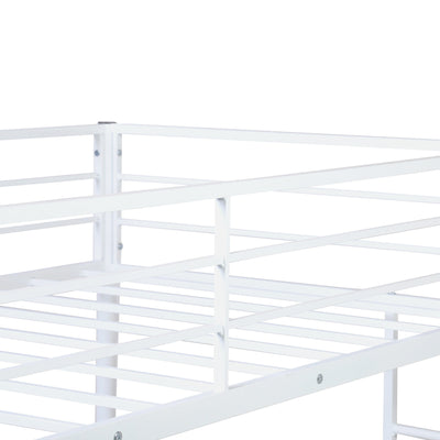 White Metal Twin Size Loft Bed with Desk - Loft Beds