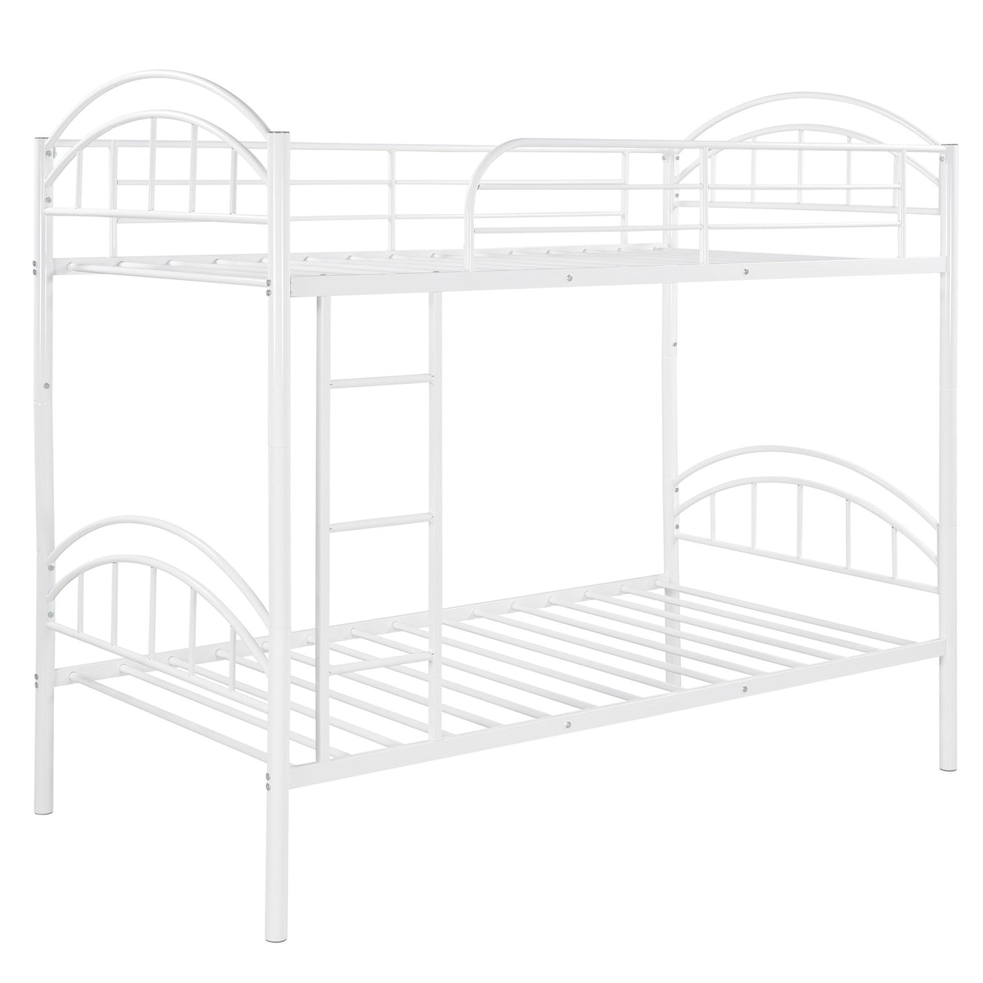 White Modern Classic Twin Over Twin Metal Bunk Bed - Bunk Beds