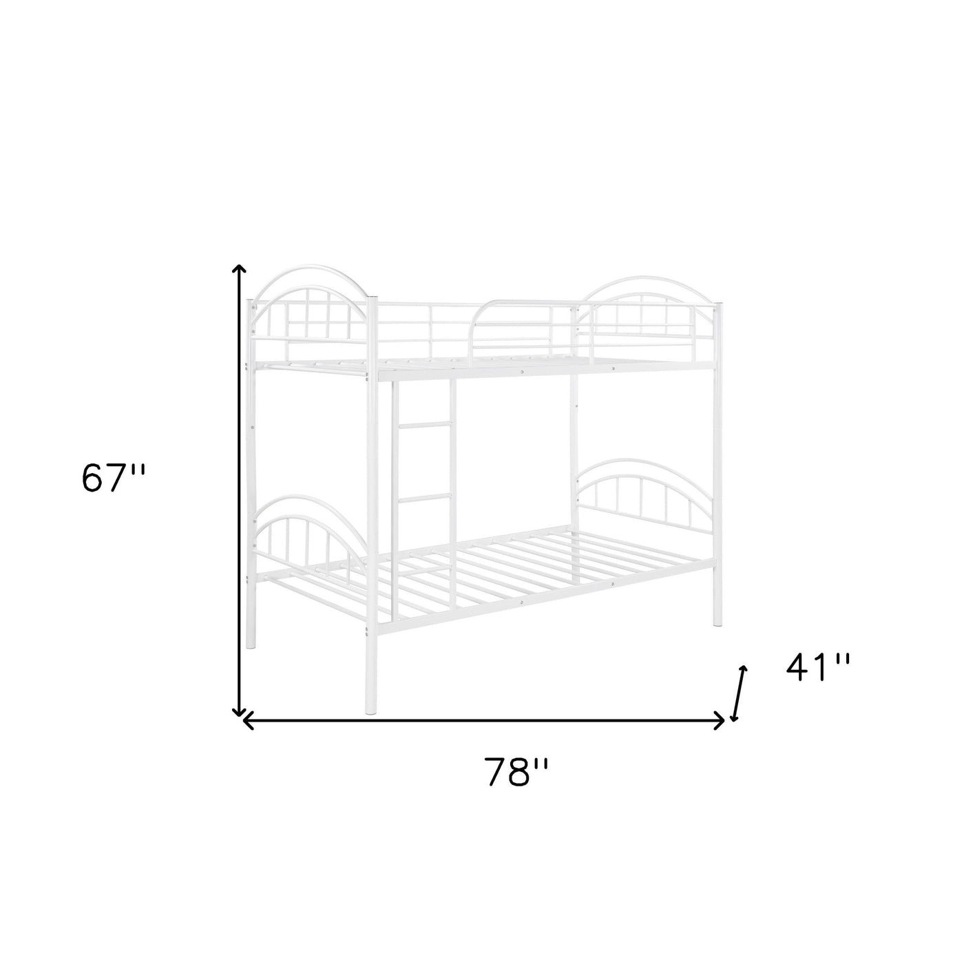 White Modern Classic Twin Over Twin Metal Bunk Bed - Bunk Beds