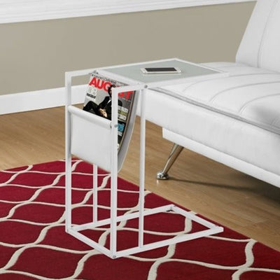 White Modern Metal And Glass Tv Table - Tray Tables