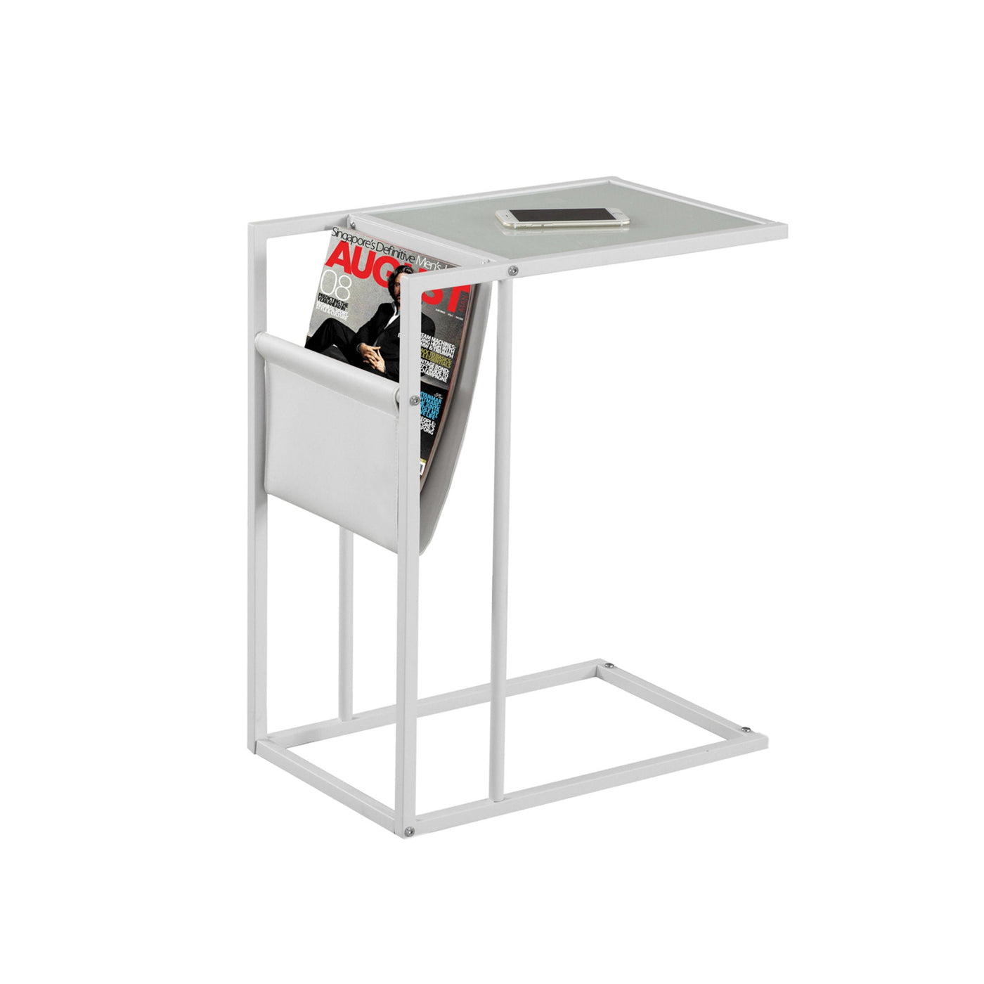 White Modern Metal And Glass Tv Table - Tray Tables