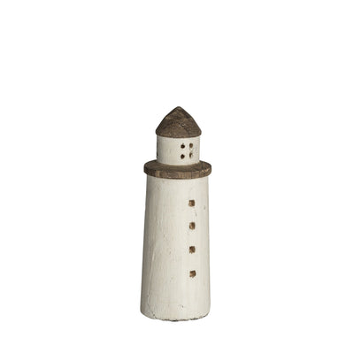 White Petite Rustic Wooden Lighthouse - Sculptures