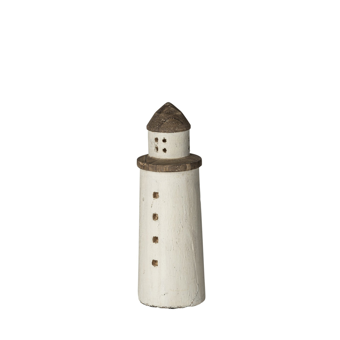 White Petite Rustic Wooden Lighthouse - Sculptures