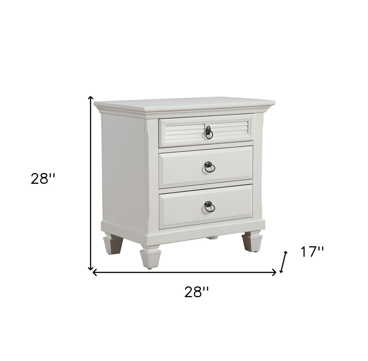 White Plantation 3 Drawer Nightstand - Nightstands & Bedside Tables