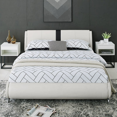 White Platform Queen Bed - Standard Beds