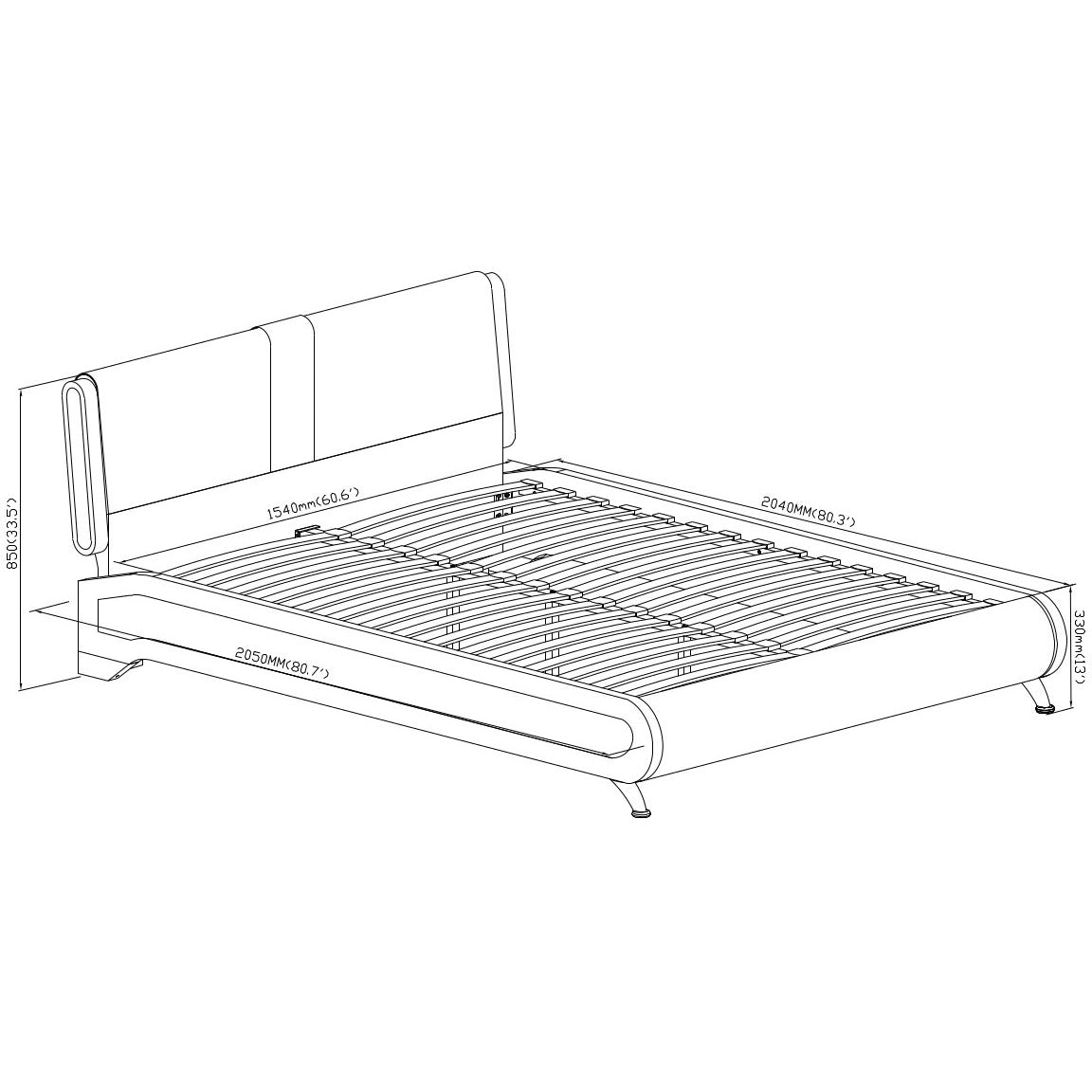 Solid Manufactured Wood Bed Upholstered With Headboard - Standard Beds