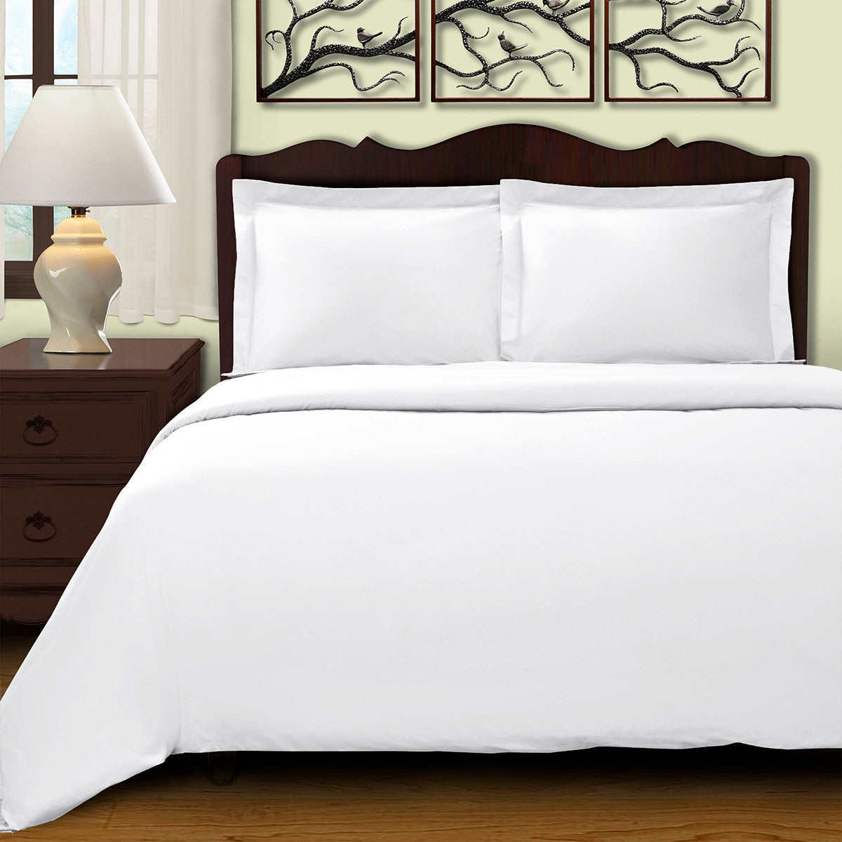 White Queen Cotton Blend 400 Thread Count Washable Duvet Cover Set - Down Comforters and Duvets