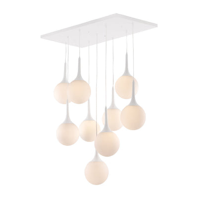 White Shaded Nine Light Metal Dimmable Ceiling Light - Chandeliers-Pendants-Hanging Lights