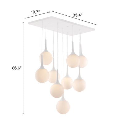 White Shaded Nine Light Metal Dimmable Ceiling Light - Chandeliers-Pendants-Hanging Lights